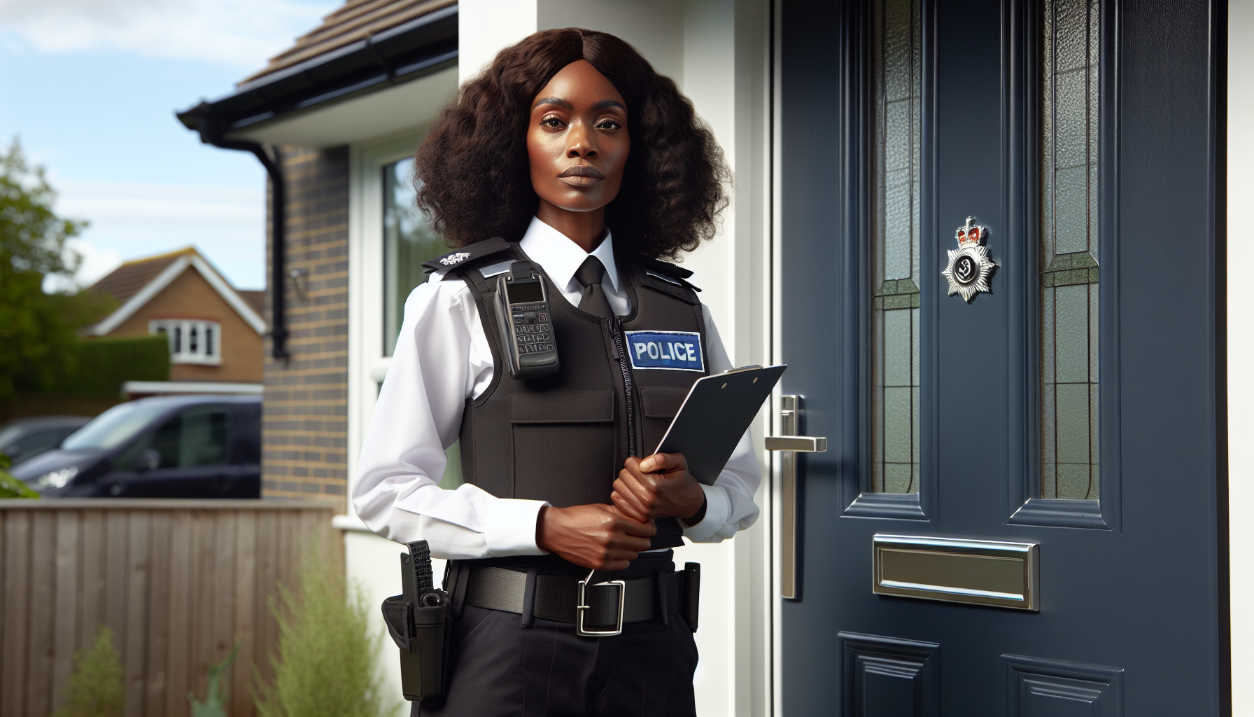 Bailiff Door Knocking – Debt Collection Process Professional enforcement agent at door for debt collection